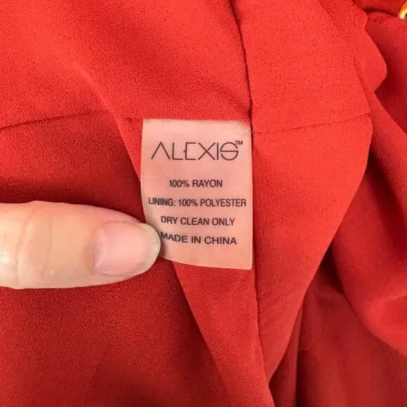 Alexis Morgana in Rust Nouveau A Line Floral Bow Tie Neckline Chiffon Dress M - Picture 7 of 7